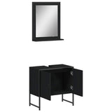 2 Piece Bathroom Cabinet Set Black Engineered Wood 3214334