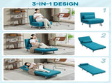 Single Linen-Feel Sleeper Chair - Dark Blue T3398P341325