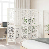Room Divider 6 Panels White Solid Wood Paulownia 358746
