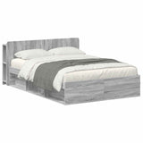 Bed Frame with Storage Grey Sonoma 140 x 200 cm Engineered Wood 3433386