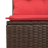 5 Piece Garden Sofa Set with Cushions Brown Poly Rattan Acacia 3326155