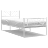 Metal Bed Frame without Mattress with Footboard White 100x190cm 372240