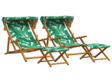 Deck Chair 4 pcs 3 Position Solid Eucalyptus Wood Leaf Pattern 3407805