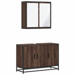 ZNTS 2 Piece Bathroom Furniture Set Brown Oak Engineered Wood 3300894
