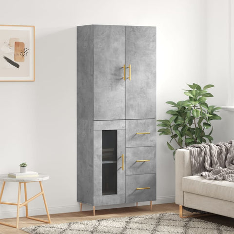 Highboard Concrete Grey 69.5x34x180 cm Engineered Wood 3195951