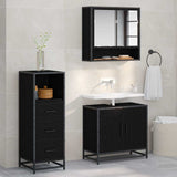 Bathroom Furniture Set 3 pcs Black Oak Engineered Wood 3402446