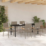 Garden Dining Set with Cushion 7 pcs Grey Poly Rattan 3379714