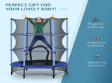 4.6FT/55" Kids Trampoline with Safety Enclosure, Outdoor Indoor Use, for Ages 3-10 Years, Blue T3398P348062