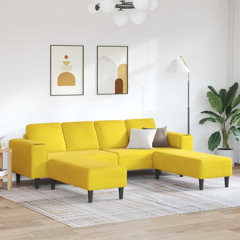 Sofa Set 3 pcs Yellow Velvet 3335128