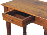 Solid Wood Chestnut Turned Leg Writing Desk, 1 Drawer, Dark Brown B2743P403471