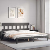 Bed Frame without Mattress Grey 200x200 cm Solid Wood Pine 3193618