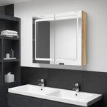 ZNTS LED Bathroom Mirror Cabinet White and Oak 80x12x68 cm 326516