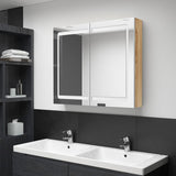 ZNTS LED Bathroom Mirror Cabinet White and Oak 80x12x68 cm 326516