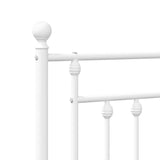 Bed Frame White Powder-Coated Steel Double Industrial Bed Frame 353611