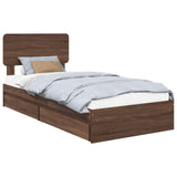 Storage Bed with Drawer Brown Oak 90 x 200 cm Engineered Wood 3412317