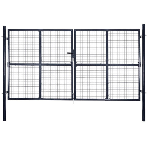 ZNTS Mesh Garden Gate Galvanised Steel 289x200 cm Grey 143367