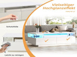 High Gloss Table with 2 drawer, LED lights, pull-out tray, Centre Table, Sofa Side Table, N605P388084W