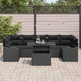 Garden Sofa Set with Cushion Manual 8 pcs Black Poly rattan 3357156