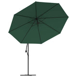 Cantilever Garden Parasol with LED Lights and Metal Pole 350 cm Green 44524