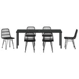 Garden Dining Set 7 pcs Black Powder-Coated Steel 3379203