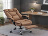 155&deg Reclining Faux Leather Swivel Office Chair - Brown T3398P424998