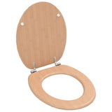 WC Toilet Seats 2 pcs with Lids MDF Bamboo Design 276995