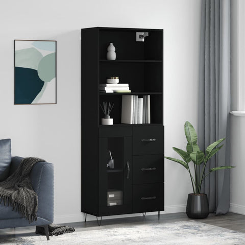 Highboard Black 69.5x34x180 cm Engineered Wood 3189502