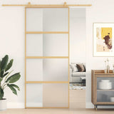 Sliding Door Gold 90x205 cm Frosted ESG Glass and Aluminium 155182