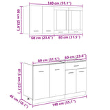 4 Piece Kitchen Cabinet Set Lyon Sonoma Oak Engineered Wood 3307657