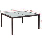 7 Piece Outdoor Dining Set with Cushions Poly Rattan Brown 43127