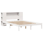 ZNTS Bookcase Bed without Mattress White 135x190 cm Double Solid Wood Pine 3321535