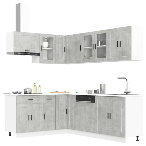 ZNTS 11 Piece Kitchen Cabinet Set Porto Concrete Grey Engineered Wood 3314905