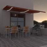 ZNTS Manual Retractable Awning with LED 600x300 cm Orange and Brown 3068965