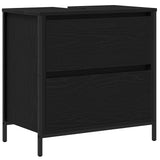 2 Piece Bathroom Furniture Set Black Oak Engineered Wood 3328364