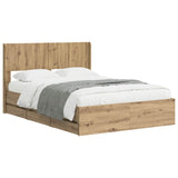 Bed Frame with Storage and Headboard Artisan Oak 120 x 200 cm 3445804