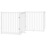 Dog Gate with Door Foldable 6 Panels White 480 cm Poplar Wood 3155733