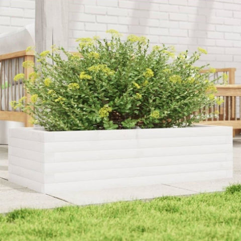 ZNTS Garden Planter White 90x40x23 cm Solid Wood Pine 847224