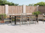 9 Piece Garden Dining Set with Cushions Grey Poly Rattan 3213623
