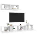 ZNTS TV Cabinets 3 pcs White Engineered Wood 3078703