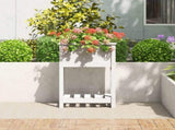 Planter with Shelf White 54x34.5x81 cm Solid Wood Pine 823753