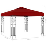 Gazebo with LED String Lights 3x3 m Wine Red 3070297