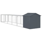 Chicken Cage with Run Anthracite 117x609x123 cm Galvanised Steel 3189070