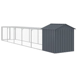 Chicken Cage with Run Anthracite 117x609x123 cm Galvanised Steel 3189070