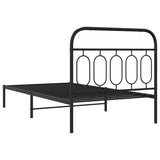Metal Bed Frame without Mattress with Headboard Black 107x203cm 377113