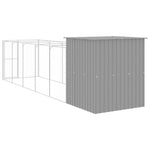 Dog House with Run Light Grey 165x659x181 cm Galvanised Steel 3189105