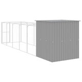 Dog House with Run Light Grey 165x659x181 cm Galvanised Steel 3189105