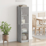 Highboard with Glass Doors Grey Sonoma 35x37x142 cm 836439