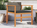 Garden Chairs with Cushions 2 pcs Grey Poly Rattan&Solid Wood 368712