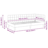 Corner Bed Frame with Headboard Light grey 90 x 190 cm Velvet 42016418