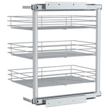 3-Tier Pull-out Kitchen Wire Basket Silver 47x35x56 cm 50970